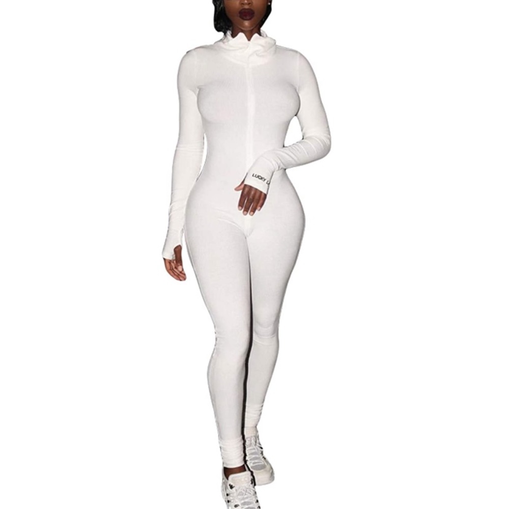 High neck bodycon jumpsuit .